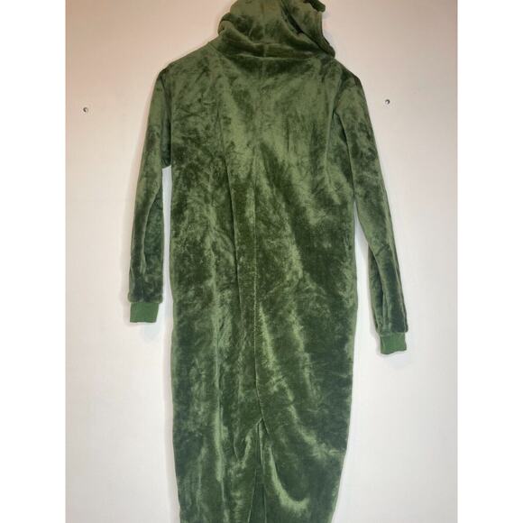 Mens One Piece Costume Loungewear Green Size Small Fleece Plush Avocado W/ Hood - Picture 5 of 5